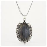 German Silver 18in Labradorite Pendant