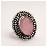 German Silver and Selenite Ring, Size 9