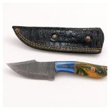 Custom Damascus Steel Knife With Sheath