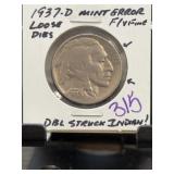 1937-D Buffalo Nickel Mint Error Coin