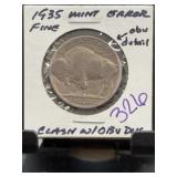 1935 Buffalo Nickel Mint Error, Fine
