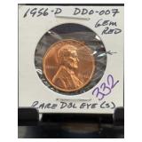 1956-D Lincoln Cent DDO-007 Gem Red