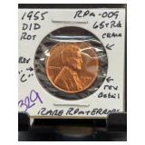 1955-D/D Lincoln Wheat Cent RPM-009 Error