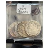 1927 Buffalo Nickels, Lot of 5
