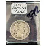 1915 Barber Quarter in Very Good Condition