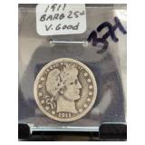 1911 Barber Quarter Dollar