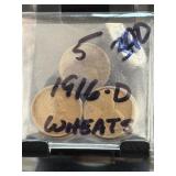 1916-D Wheat Cent Group of 5