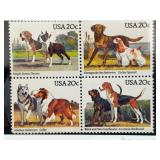 1984 USA Dogs 20c Mint Stamp Block