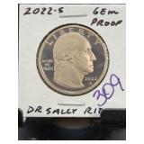 2022-S Dr. Sally Ride Proof Quarter
