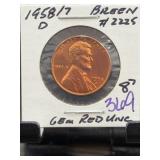 1958/7-D Lincoln Cent Gem Red Uncirculated