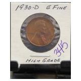 1930-D Lincoln Wheat Cent EF Condition