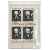US 6Â¢ Eisenhower Stamp Block and FDC