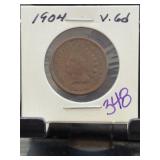 1904 Indian Head One Cent Coin