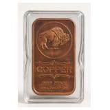 1 AVDP Oz .999 Fine Copper Bar Buffalo Design