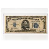 1934 $5 Silver Certificate Note