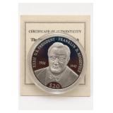 2000 Liberia $20 Franklin D. Roosevelt Silver