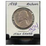 1938 Jefferson Nickel AU/UNC High Grade