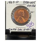 1963-D Lincoln Cent DDO-005 1C Red
