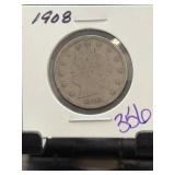 1908 Liberty Head V Nickel Coin