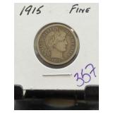 1915 Barber Dime US Silver Coin