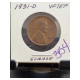 1931-D Lincoln Wheat Cent VF/EF
