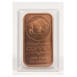 1 AVDP Oz .999 Fine Copper Bar Buffalo