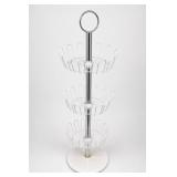 Three-Tier White Metal Rotating Display Rack