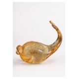 Murano-Style Gold Fleck Art Glass Whale