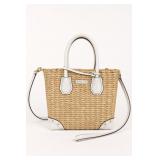 Michael Kors Straw and Leather Satchel