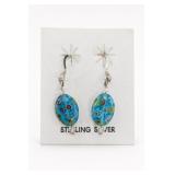 Blue Murano Glass Sterling Silver Earrings