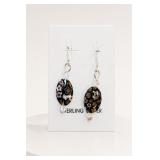 Sterling Silver Drop Earrings with Glass Bead