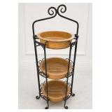 3-Tier Wood and Metal Plant Stand