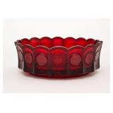 Ruby Red Pressed Glass Bowl with Coin Motif
