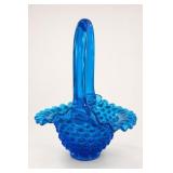 Fenton Colonial Blue Hobnail Glass Basket