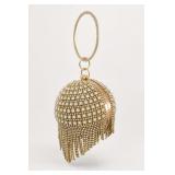 Gold-Tone Rhinestone Ball Evening Bag