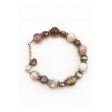Sterling Silver Agate Bead Bracelet