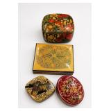 Four Hand-Painted Lacquer Boxes