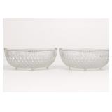 Pair Indiana Glass Diamond Point Footed Bowls