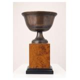 Metal Trophy Cup on Wood Veneer Base