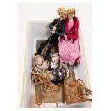 Handcrafted Family Doll Set in Sled Scene