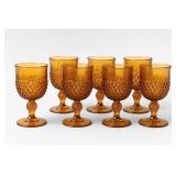 7 Amber Glass Goblets