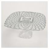 L.E. Smith Trellis Pattern Square Glass Cake