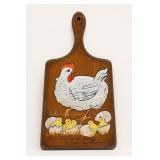 Hand Painted Clay Wood Craft Chicken Cutting Board