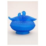 Westmoreland Love Birds Blue Glass Coveredï¿½Dish