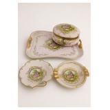 Japanese Porcelain Dresser Box and Tray Set