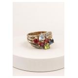 Sterling Silver Multi-Gemstone Ring, Size 6