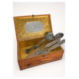 Decorative Wooden Box with Serving Utensils