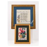 Framed Needlepoint Quote and Cat Art Set