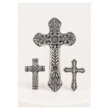 Three Embossed Metal Wall Crosses