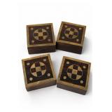 Four Inlaid Wooden Trinket Boxes
